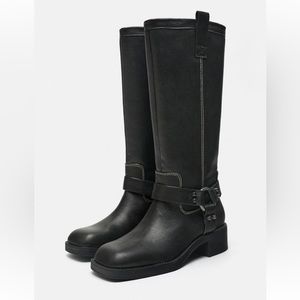 Zara Black Moto Boot Size 38 (7.5)